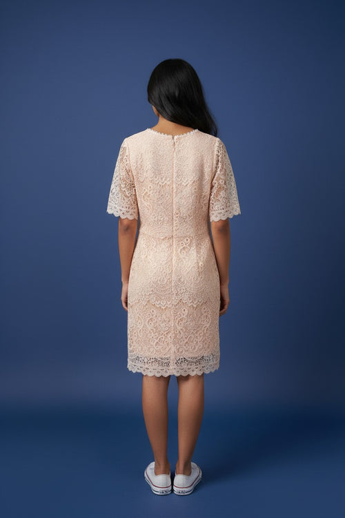 Blush Peach Lace Layered Dress