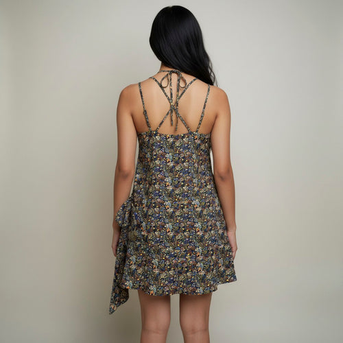 Floral Printed Spaghetti Strap Flared Mini Dress