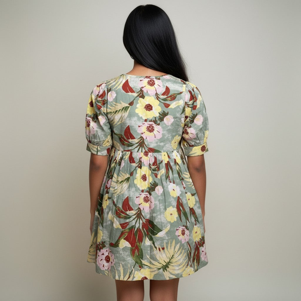 Women’s Floral Print Fit & Flare Midi Dress