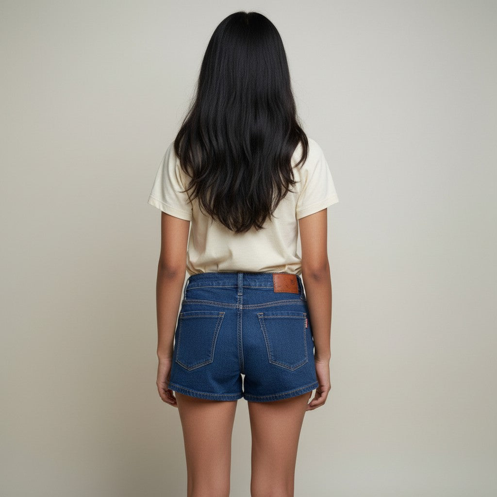 Men’s Classic Dark Blue Denim Shorts – Regular Fit
