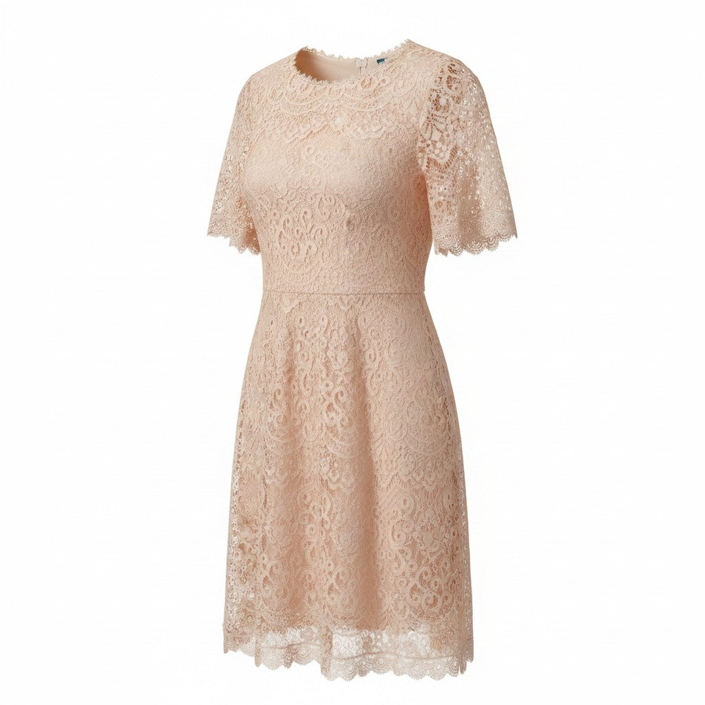 Blush Peach Lace Layered Dress