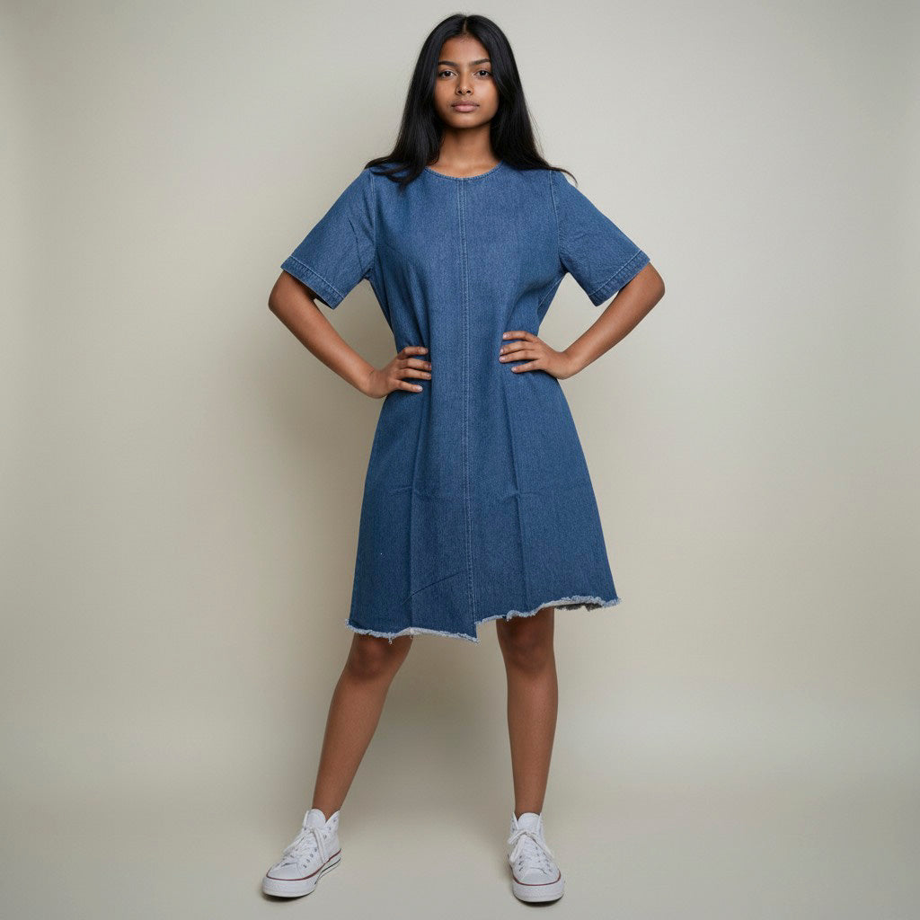 Women’s Blue Denim A-Line Mini Dress