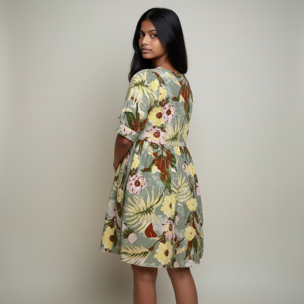 Women’s Floral Print Fit & Flare Midi Dress