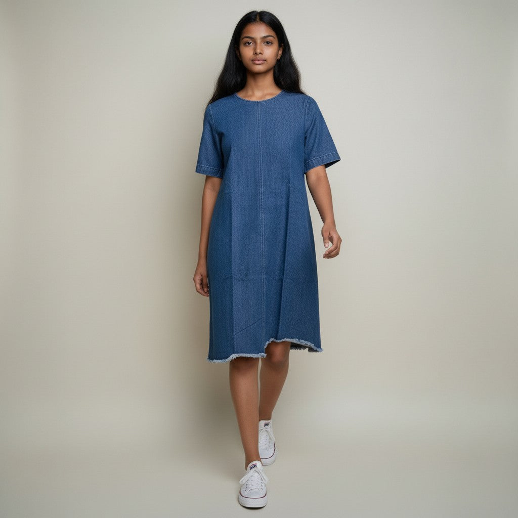 Women’s Blue Denim A-Line Mini Dress