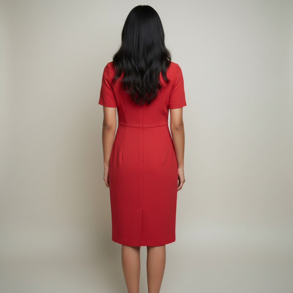Women’s Red Layered Ruffle Midi Dress