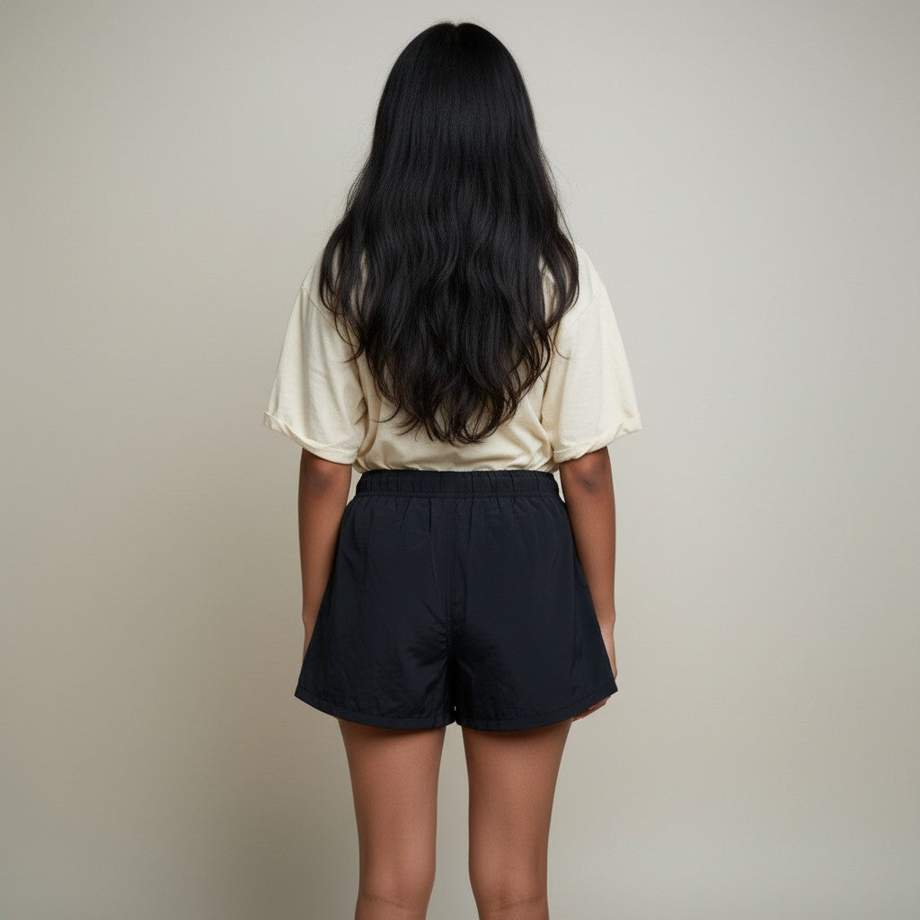 Women’s Navy Blue Lightweight Sports Shorts with Elastic Waistband