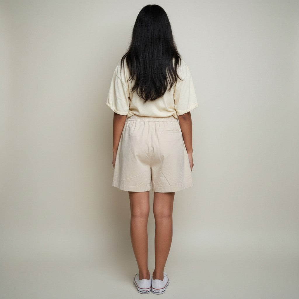 Women’s Beige High-Waisted Casual Shorts