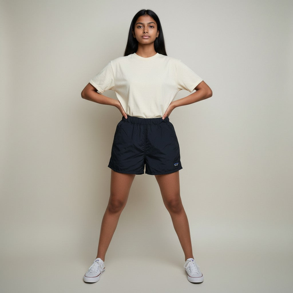 Women’s Navy Blue Lightweight Sports Shorts with Elastic Waistband