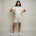 Women’s Beige High-Waisted Casual Shorts