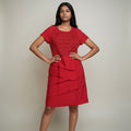 Women’s Red Layered Ruffle Midi Dress