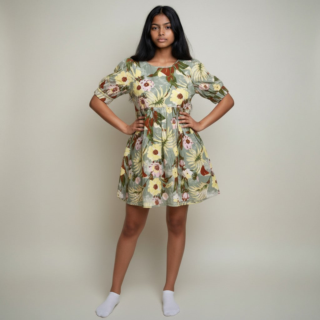 Women’s Floral Print Fit & Flare Midi Dress