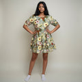 Women’s Floral Print Fit & Flare Midi Dress