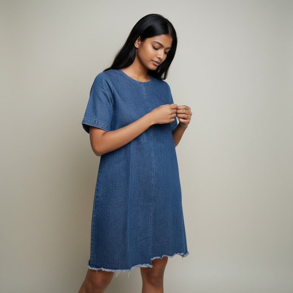 Women’s Blue Denim A-Line Mini Dress