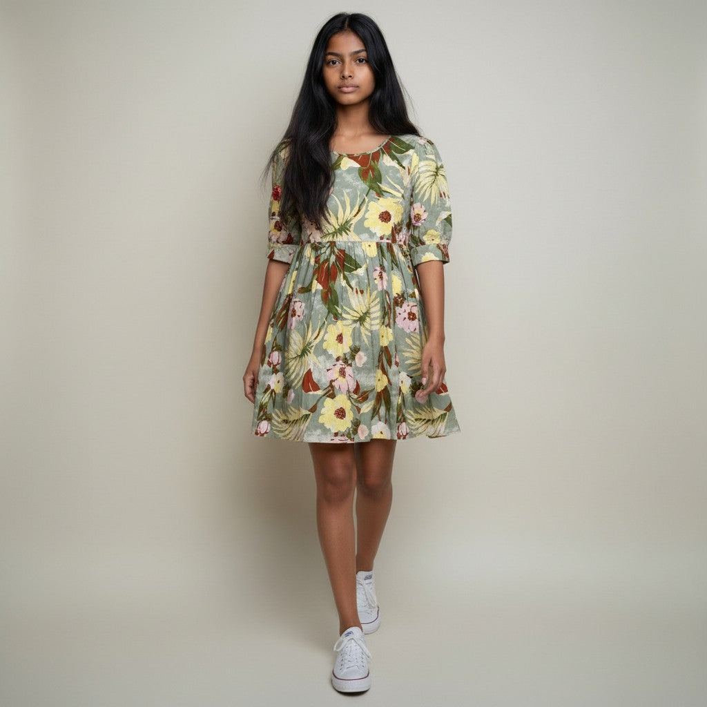 Women’s Floral Print Fit & Flare Midi Dress