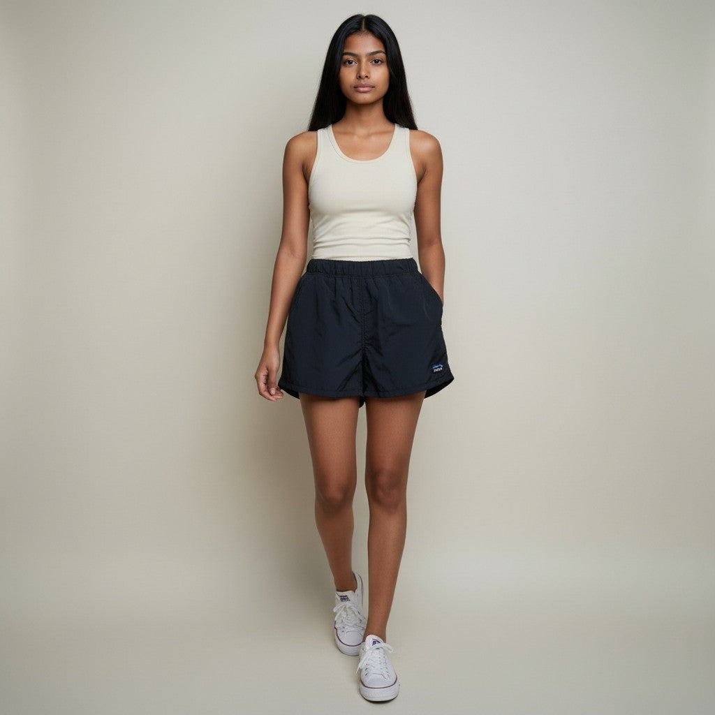 Women’s Navy Blue Lightweight Sports Shorts with Elastic Waistband